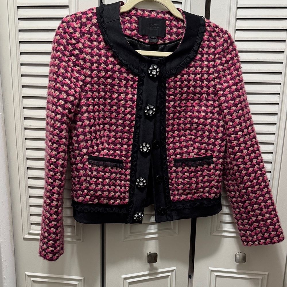 J. Crew Pink and Black Tweed Blazer